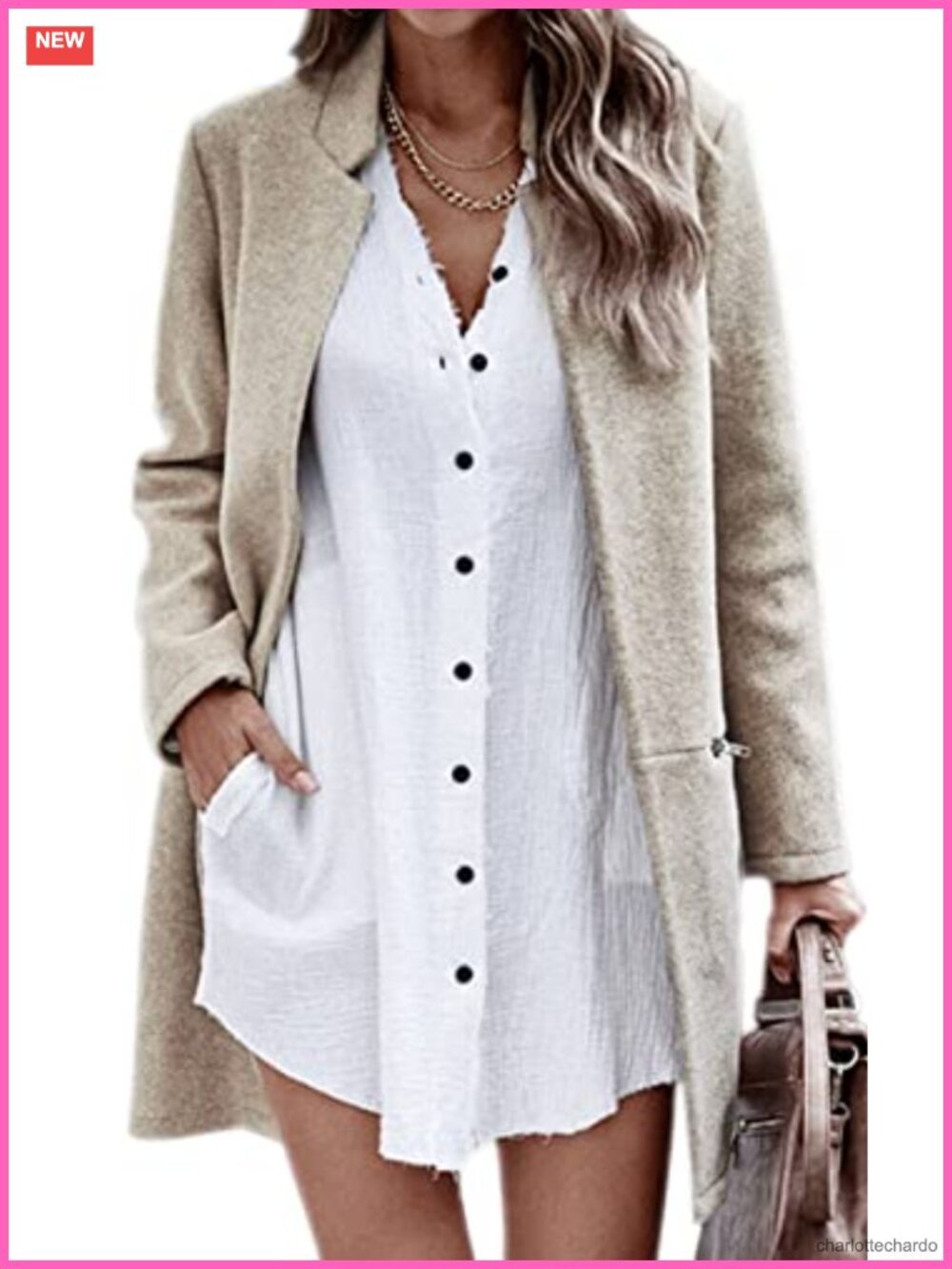Women's Long Sleeve Open Front Cardigan Coat Mid-Long Overcoat with Zipper